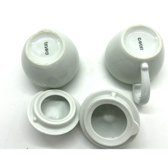 Vintage Apple Sugar and Creamer Set with Lids White Porcelain Avon - Picture 7 of 9